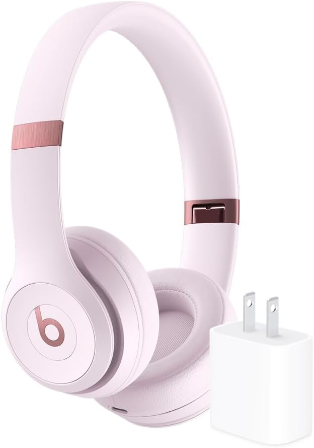 Beats Solo4 - Cloud Pink + Apple 20W USB-C Power Adapter - iPhone Charger with Fast Charging Capability, Type C Wall Charger