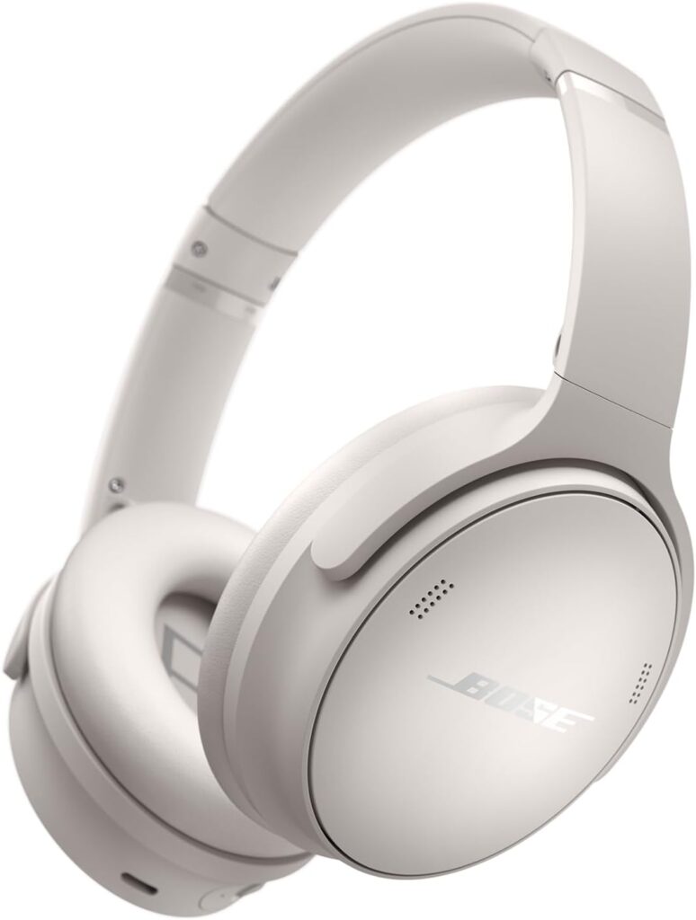 Bose QuietComfort Bluetooth Headphones, Wireless Headphones, Over Ear Noise Cancelling Headphones with Mic, Up To 24 Hours of Battery Life, White Smoke