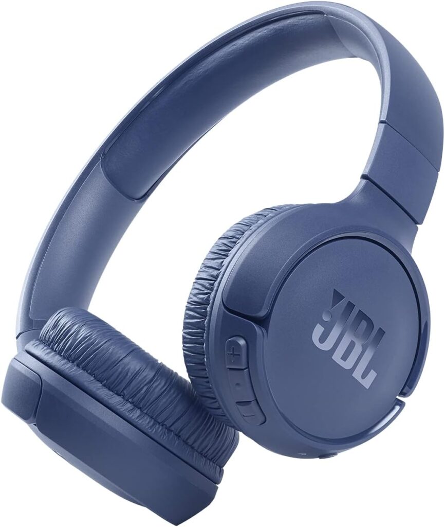 JBL Tune 510BT - Bluetooth headphones with up to 40 hours battery, microphone for call, foldable and comfortable, Android and iOs compatible (Blue)