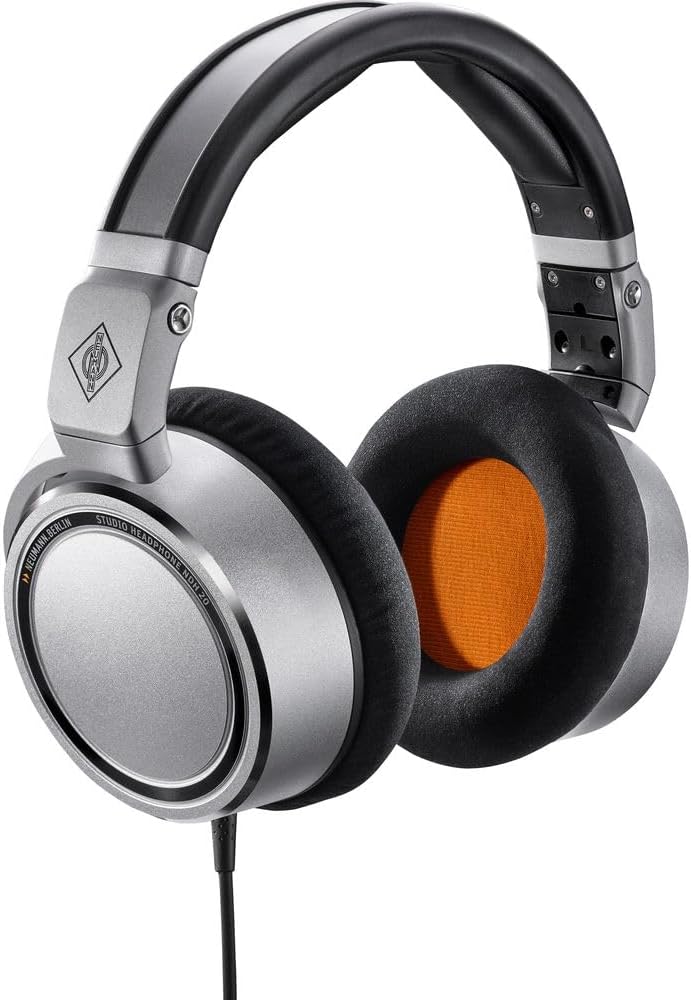 Neumann NDH 20 Closed Back Monitoring Professional Studio Headphones Gaming, Mixing, Mastering, Video or Audio Production, 3M straight cable w 1’8” stereo connector and 1/4” adaptor, Nickle, Large