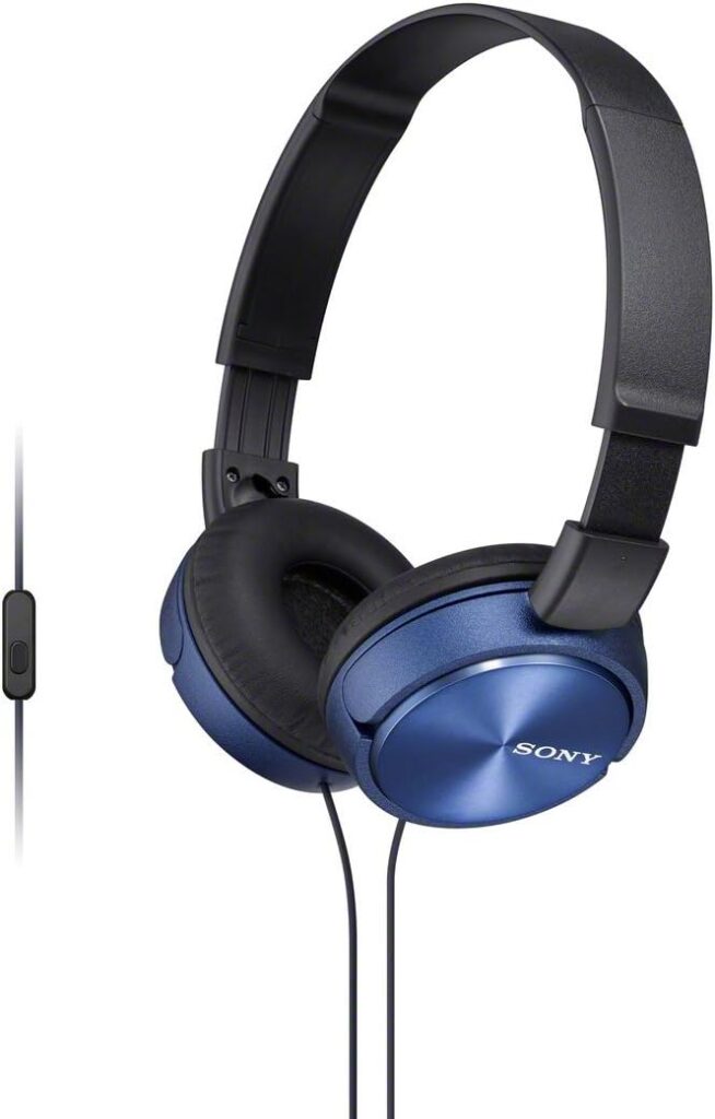 Sony MDR-ZX310AP ZX Series Wired On Ear Headphones with mic, Blue, 1 x 1 x 1 inche