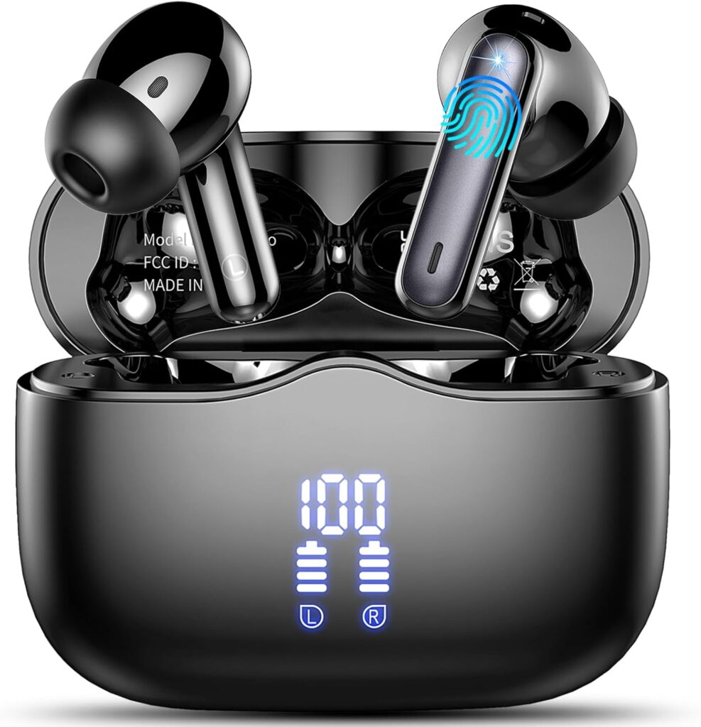 Wireless Earbuds, Bluetooth 5.3 Headphones in Ear with 4 ENC Noise Cancelling Mic, HiFi Stereo Deep Bass Wireless Earphones 40H Playtime, in-Ear Earbud Bluetooth Dual LED Display IP7 Waterproof, USB-C